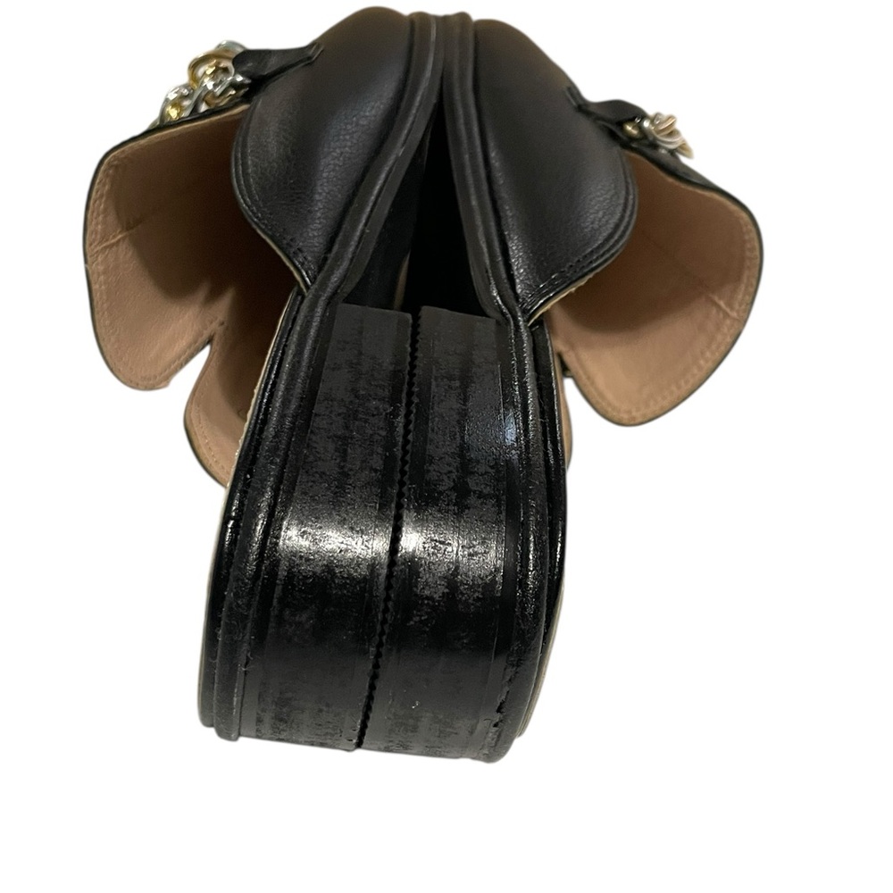 Ermonn Womens faux leather Flat Mules w/ Chain Detail Square toe sz 9 old money - Picture 14 of 16